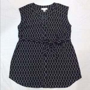 Motherhood Maternity Printed Black White Print Waist Tie Top Size Small